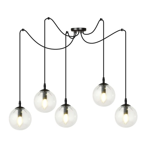 Gigi 5 Svart/Transparent pendellampa - Ø14 cm, E14, 230V, utan ljuskälla
