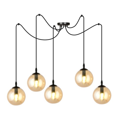 Gigi 5 Svart/Bärnsten pendellampa - Ø14 cm, E14, 230V, utan ljuskälla