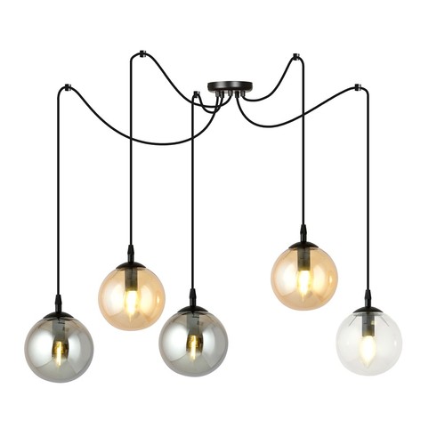 Gigi 5 Svart Mix pendellampa - Ø14 cm, E14, 230V, utan ljuskälla