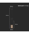 V-Tac GU10 svart/guld pendel lampa - Ø6x30cm., Hängande Pendel med GU10 sockel