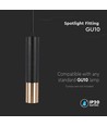 V-Tac GU10 svart/guld pendel lampa - Ø6x30cm., Hängande Pendel med GU10 sockel