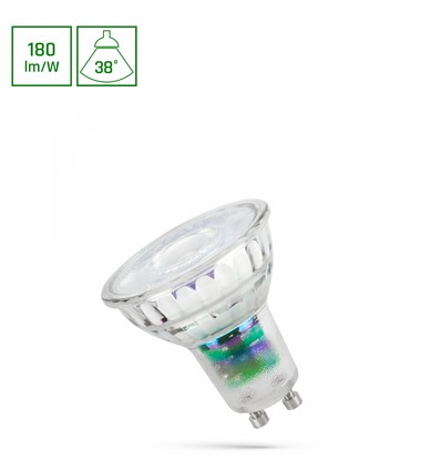 LED 2,5W GU10 - 230V, A-klass, neutralvit lins 38°, Spectrum