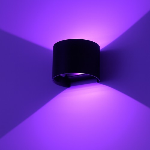 6W Vägglampa - IP65, Rund, RGB + CCT Tuya, Svart, Upp/ned, Justerbar, Inne / ute, Inkl. ljuskälla