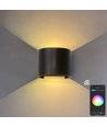 6W Vägglampa - IP65, Rund, RGB + CCT Tuya, Svart, Upp/ned, Justerbar, Inne / ute, Inkl. ljuskälla