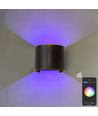 6W Vägglampa - IP65, Rund, RGB + CCT Tuya, Svart, Upp/ned, Justerbar, Inne / ute, Inkl. ljuskälla