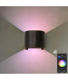 6W Vägglampa - IP65, Rund, RGB + CCT Tuya, Svart, Upp/ned, Justerbar, Inne / ute, Inkl. ljuskälla