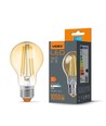 A60 LED-lampa 10W E27 - glödtrådsdesign, bärnstenfärgad, extra varmvit, 230V, 1050lm