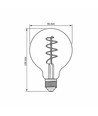 G95 LED-lampa 4W E27 - glödtråd, dimbar, spiral, gråtonad / askfärgad, extra varmvit, 230V, ljusstyrka 100, förbrukning 4