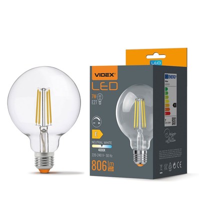 G95 LED-lampa 7W E27 - kolröd, dimbar, neutralvit, 230V, 806lm