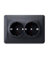 Schuko-uttag - dubbel, svart