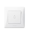 Dörrklocka strömbrytare – 86x86mm, IP20, vit