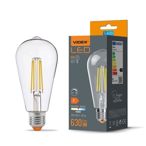 St64 LED-lampa 6W E27 - glödtråd, dimbar, neutralvit, 230V, 630lm