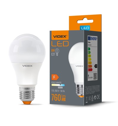 A60 LED-lampa 8W E27 - kallvit, 230V, 760lm