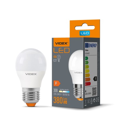 E27 4W LED klotlampa - G45, 380lm, 3000K, varmvit