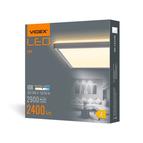 LED taklampa 24W - Fyrkantig, vit, neutral, Spänning: 230V, Ljusstyrka: 2900, Förbrukning: 22