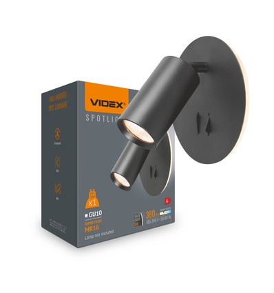 Väggfäste spotlampa - spänning: 230V, ljusstyrka: 380, förbrukning: 5W (bakgrundsbelysning) + max 30