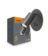 Väggfäste spotlampa - spänning: 230V, ljusstyrka: 380, förbrukning: 5W (bakgrundsbelysning) + max 30