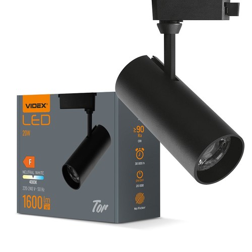 Tor spotlight 20W - LED-skena, svart, 230V, ljusstyrka 1600, förbrukning 20