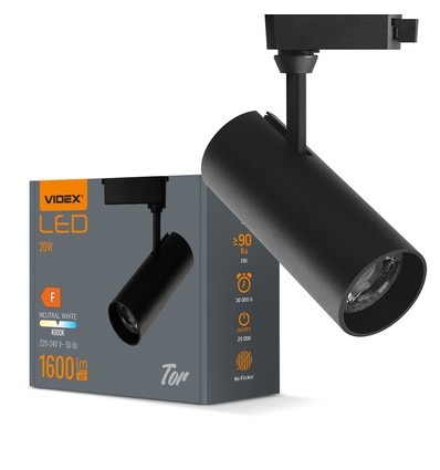 Tor spotlight 20W - LED-skena, svart, 230V, ljusstyrka 1600, förbrukning 20