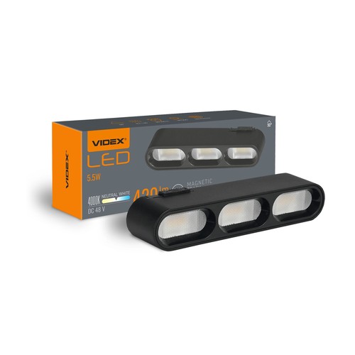LED-ljus - Magnetiskt smalt skensystem, svart, ljusstyrka 420 lm, förbrukning 5,5W