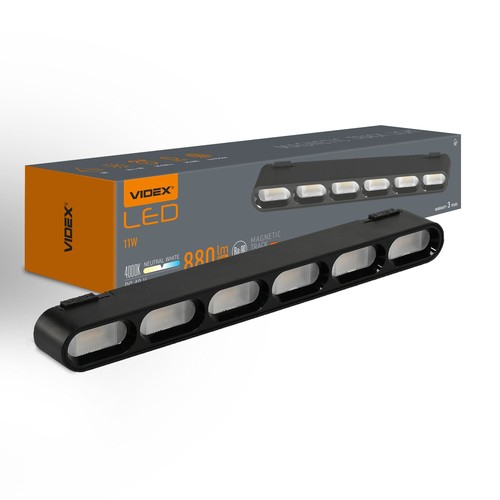 LED-ljus - magnetiskt slankt skensystem, svart, ljusstyrka 880lm, förbrukning 11W