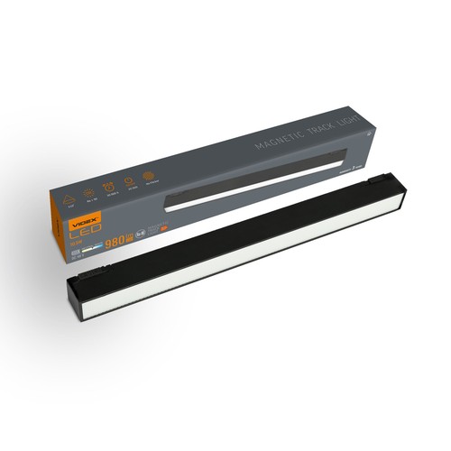 LED-ljus - Magnetiskt smalt skensystem, svart, ljusstyrka 980 lm, förbrukning 10,5W
