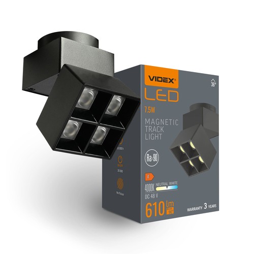 LED-ljus - för magnetiskt slankt skensystem, svart, ljusstyrka 610 lm, förbrukning 7,5W