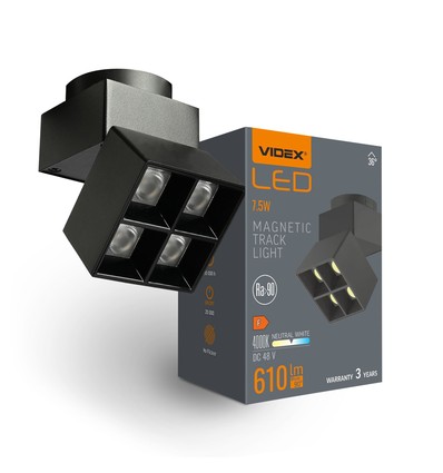 LED-ljus - för magnetiskt slankt skensystem, svart, ljusstyrka 610 lm, förbrukning 7,5W
