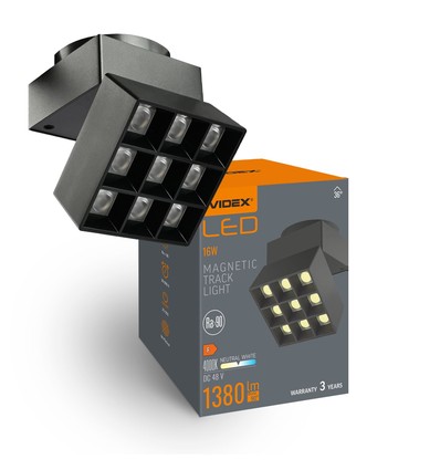 LED-ljus - för magnetiskt smalt skensystem, svart, ljusstyrka: 1380, förbrukning: 16