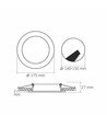 LED infälld spotlight 12W - rund, svart, neutralvit, 230V, 1350lm