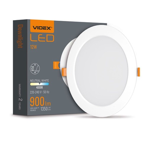 LED downlight 12W - rund, neutralvit, 230V, 1350lm