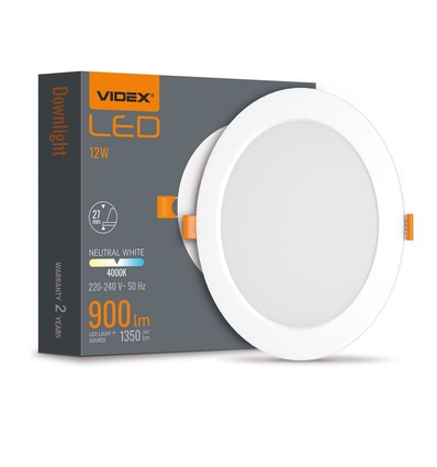 LED downlight 12W - rund, neutralvit, 230V, 1350lm