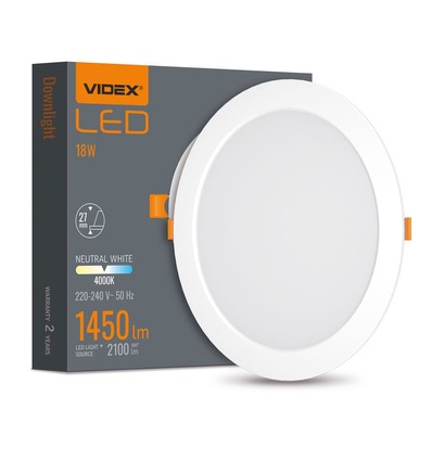 LED downlight 18W - rund, neutralvit, 230V, 2100lm