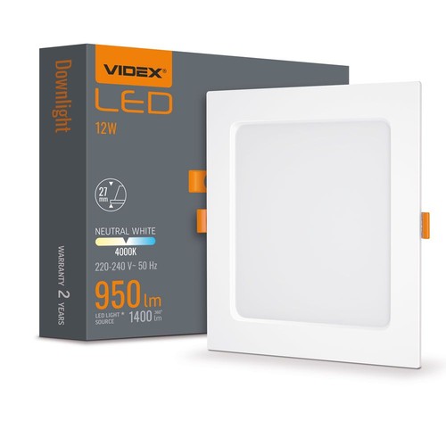 LED downlight 12W - Fyrkantig, neutralvit, 230V, 1400lm