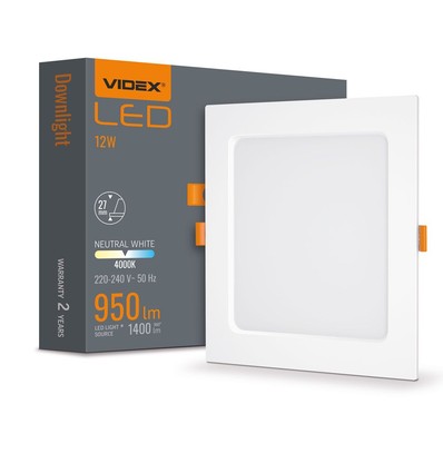 LED downlight 12W - Fyrkantig, neutralvit, 230V, 1400lm
