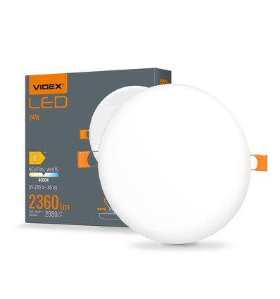 LED infälld spotlight 24W - rund, neutralvit, 230V, ljusstyrka 2950, förbrukning 24