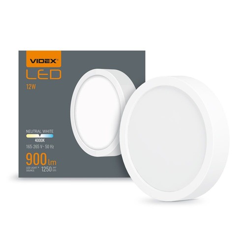 LED taklampa 12W - Rund, neutralvit, spänning: 230V, ljusstyrka: 1250, förbrukning: 12