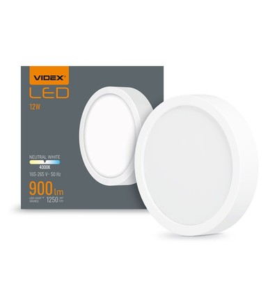 LED taklampa 12W - Rund, neutralvit, spänning: 230V, ljusstyrka: 1250, förbrukning: 12