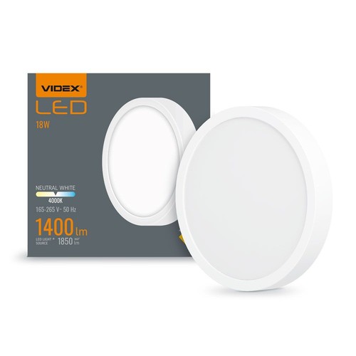 LED taklampa 18W - Rund, neutralvit, spänning: 230V, ljusstyrka: 1850, förbrukning: 18