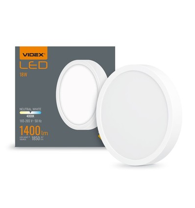 LED taklampa 18W - Rund, neutralvit, spänning: 230V, ljusstyrka: 1850, förbrukning: 18