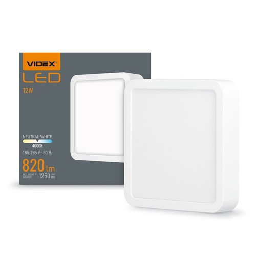LED taklampa 12W - Fyrkantig, neutralvit, 230V, 1250lm