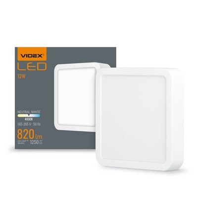LED taklampa 12W - Fyrkantig, neutralvit, 230V, 1250lm