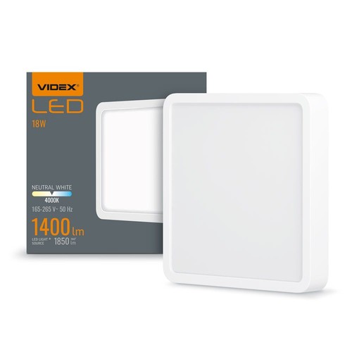 LED taklampa 18W - Fyrkantig, neutralvit, 230V, 1850lm, förbrukning 18W