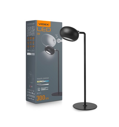 LED uppladdningsbar bordslampa - svart, förbrukning: 3