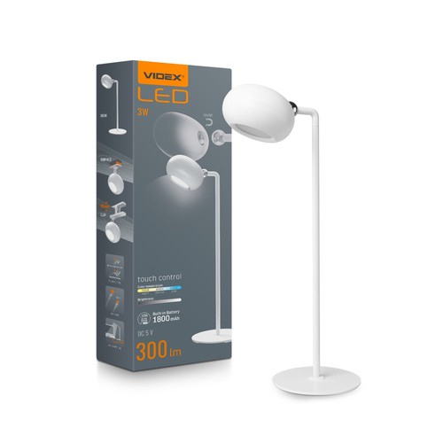 LED uppladdningsbar bordslampa - vit, förbrukning: 3