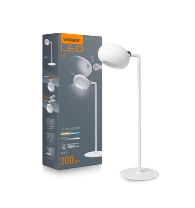 LED uppladdningsbar bordslampa - vit, förbrukning: 3