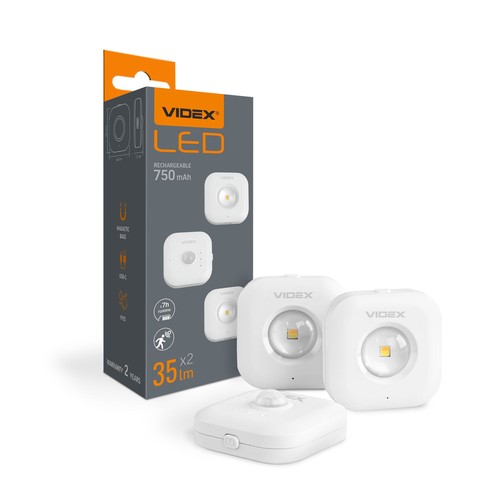 2 st. uppladdningsbara LED-nattlampor - Trådlös rörelsesensor, 0.5W