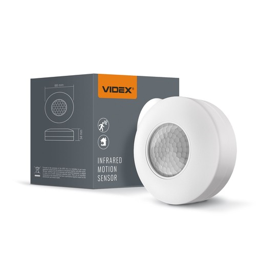 PIR sensor för tak/vägg, 360° - 1200W, IP20, vit, räckvidd 2-8m