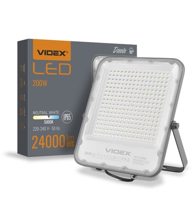 200W LED strålkastare - 150lm/W, 30.000lm, IP65, 5000K, grått hölje