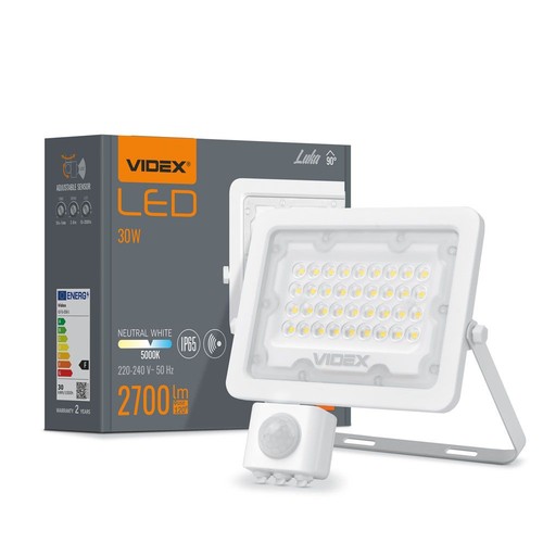 Luca Flood 30W - LED-strålkastare, PIR, neutralvit, 230V, 2700lm, förbrukning 30W